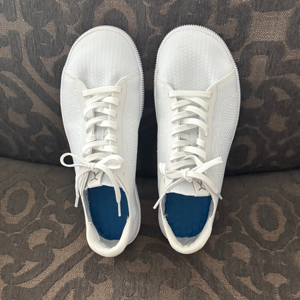 White Flux Sneakers with Blue Insoles